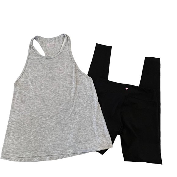 Yoga KIRA GRACE Black Leggings (small) & Light Gray Racerback Tank (larg… - Picture 1 of 10